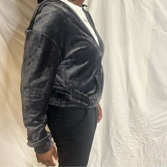 C-mode Grey Velvet Super Soft Leggings and Zip UP Hoodie Set - Picture 16 of 16